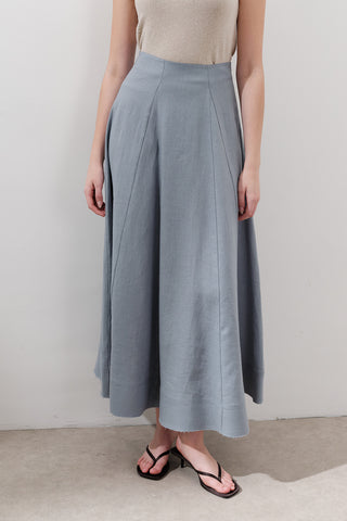 Linen Panel Skirt Blue