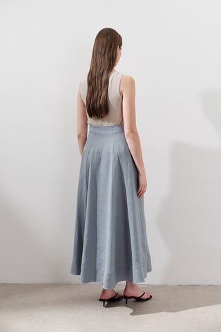 Linen Panel Skirt Blue