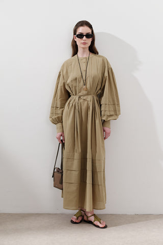 Pleated Volume Dress Sand