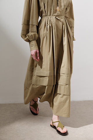 Pleated Volume Dress Sand