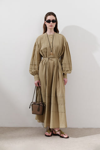 Pleated Volume Dress Sand