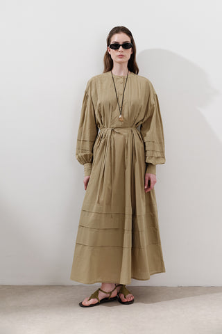Pleated Volume Dress Sand