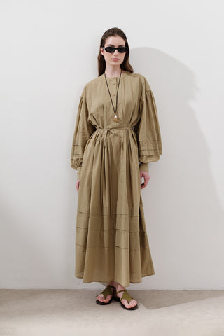 Pleated Volume Dress Sand