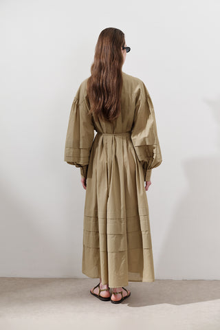 Pleated Volume Dress Sand
