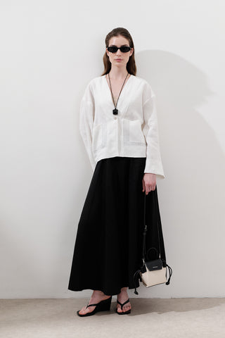 Single-Button Linen Blouse Ecru