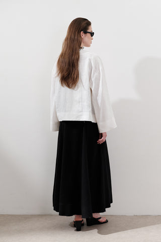 Single-Button Linen Blouse Ecru