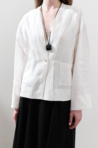 Single-Button Linen Blouse Ecru