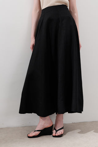 Linen Panel Skirt Black