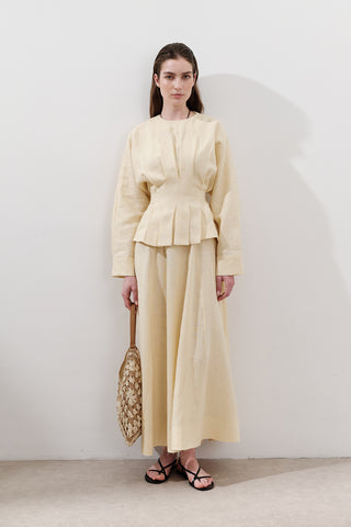 Linen Panel Skirt Yellow