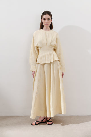 Linen Panel Skirt Yellow