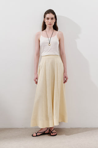 Linen Panel Skirt Yellow