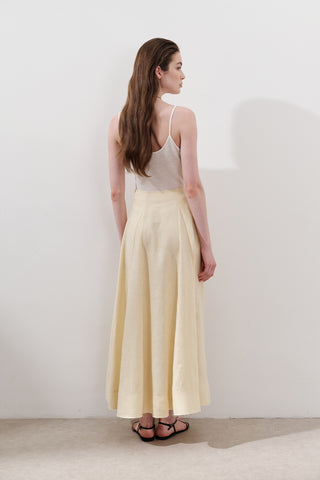 Linen Panel Skirt Yellow