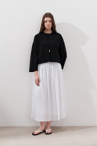 Cotton Crop Long Sleeve Top Black