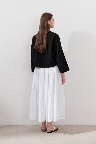 Cotton Crop Long Sleeve Top Black