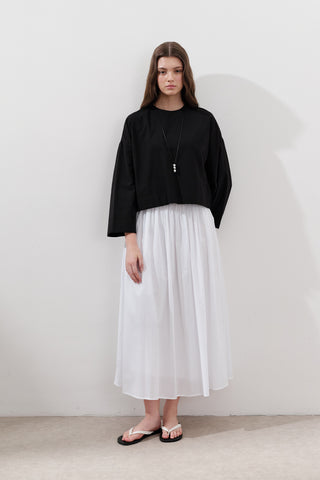 Cotton Crop Long Sleeve Top Black