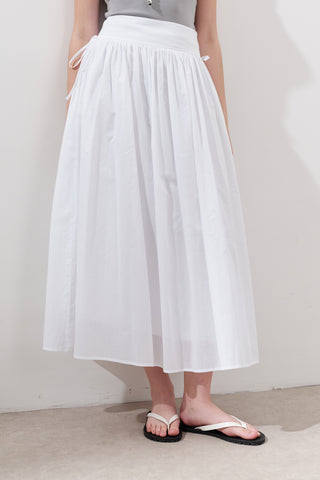 Wide Skirt With Tie Detail Ecru