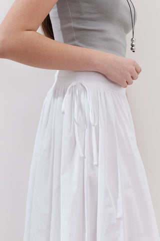 Wide Skirt With Tie Detail Ecru