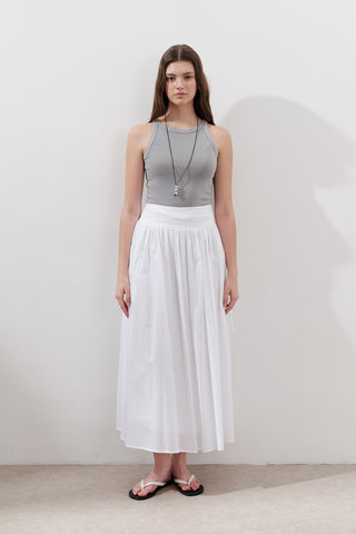 Wide Skirt With Tie Detail Ecru