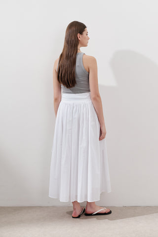 Wide Skirt With Tie Detail Ecru