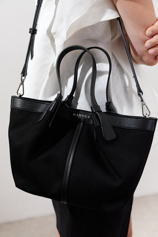 Canvas Mini Bag With Stitch Detail Black