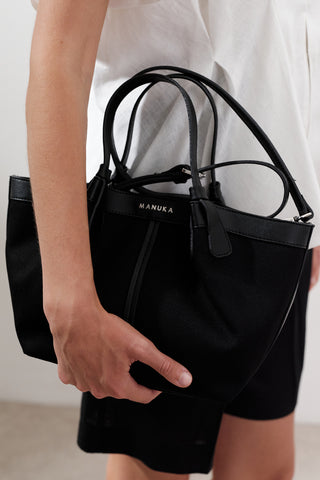 Canvas Mini Bag With Stitch Detail Black