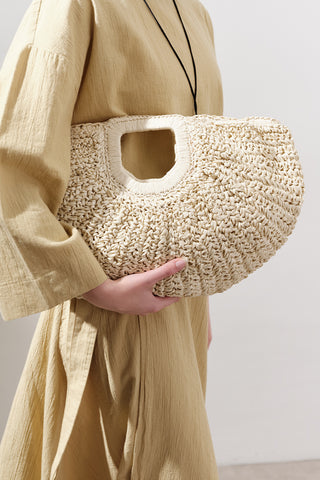Oval Straw Handbag Beige