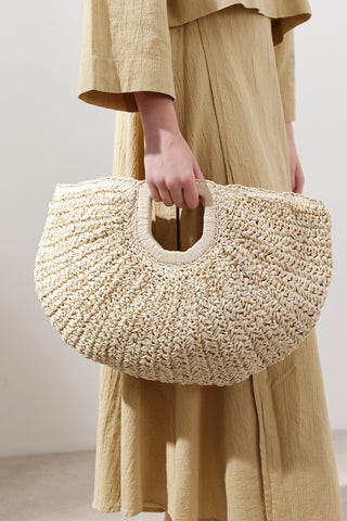 Oval Straw Handbag Beige
