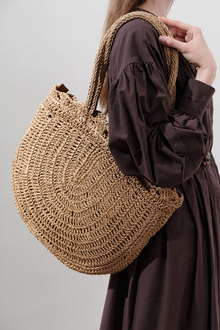 Woven Straw Shoulder Bag Natural