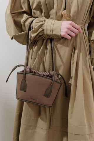 Mini Canvas Bucket Bag Brown