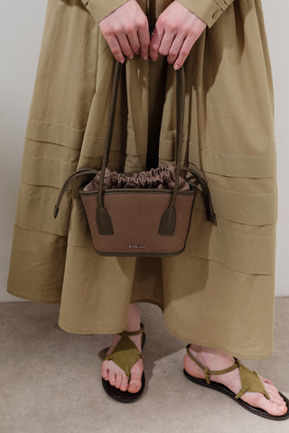 Mini Canvas Bucket Bag Brown