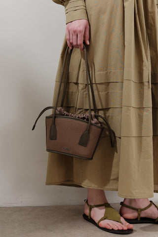 Mini Canvas Bucket Bag Brown