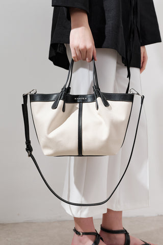 Canvas Mini Bag With Stitch Detail Beige