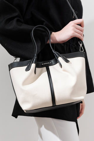 Canvas Mini Bag With Stitch Detail Beige