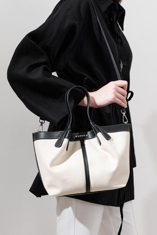 Canvas Mini Bag With Stitch Detail Beige