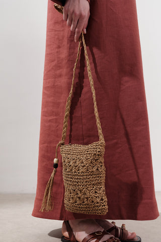 Mini Straw Bag With Tassel Natural