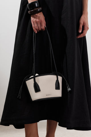 Mini Canvas Bucket Bag Beige