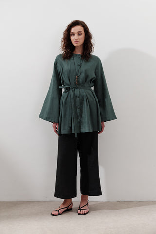 Linen Darted Tunic Teal