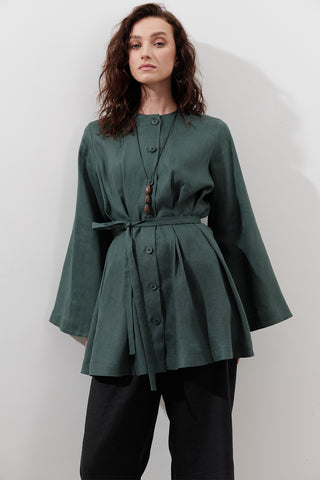 Linen Darted Tunic Teal