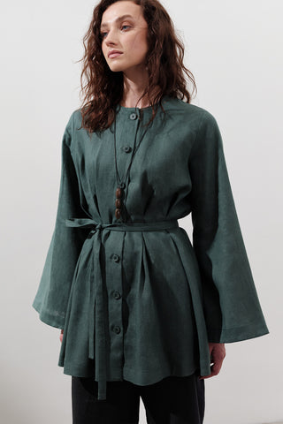 Linen Darted Tunic Teal