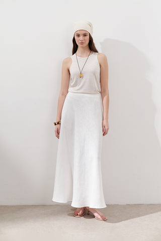 Linen Stitch Detail Skirt Ecru