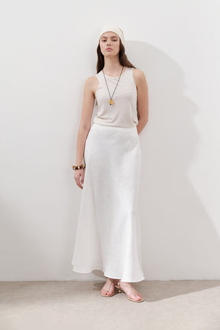 Linen Stitch Detail Skirt Ecru