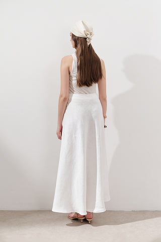 Linen Stitch Detail Skirt Ecru