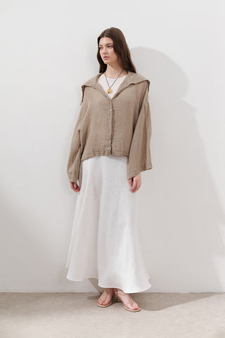 Linen Stitch Detail Skirt Ecru