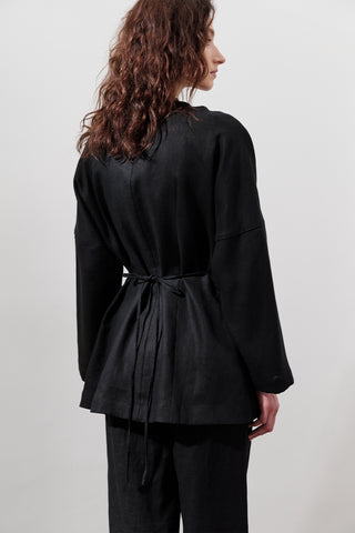 Fitted Linen Jacket Black