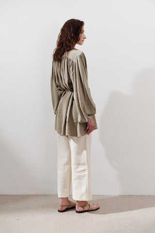 Tencel Toparlanmış Tunik Yeşil
