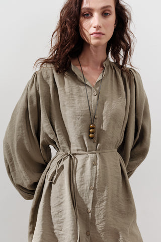 Tencel Toparlanmış Tunik Yeşil