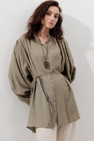 Tencel Gathered Tunic Green