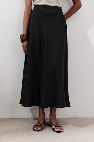 Linen Stitch Detail Skirt Black