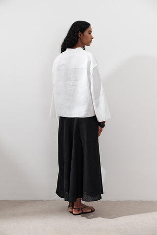 Linen Tie-Front Blouse Ecru