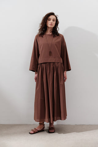 Cotton Crop Long Sleeve Top Warm Brown